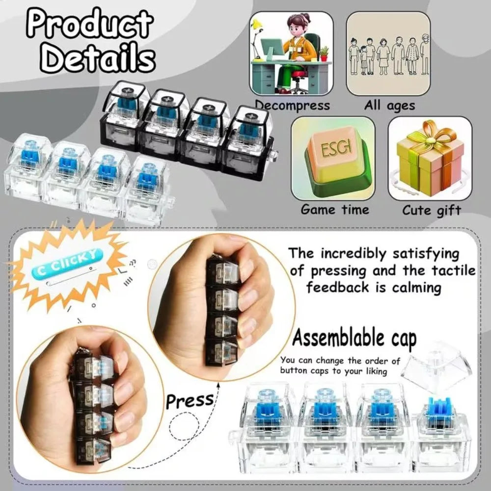 LED Fidget Keychain | Stress Relief Clicker Toy